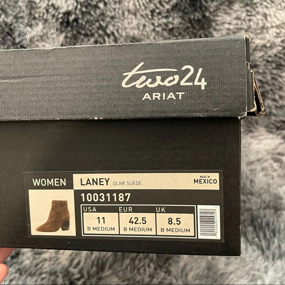 Olive Suede Ankle Boots with Side Zip - Women's